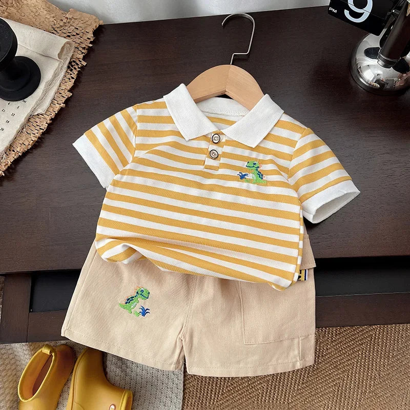 Boys Cotton Striped Shorts Set 2-Piece Summer Casual Playwear
