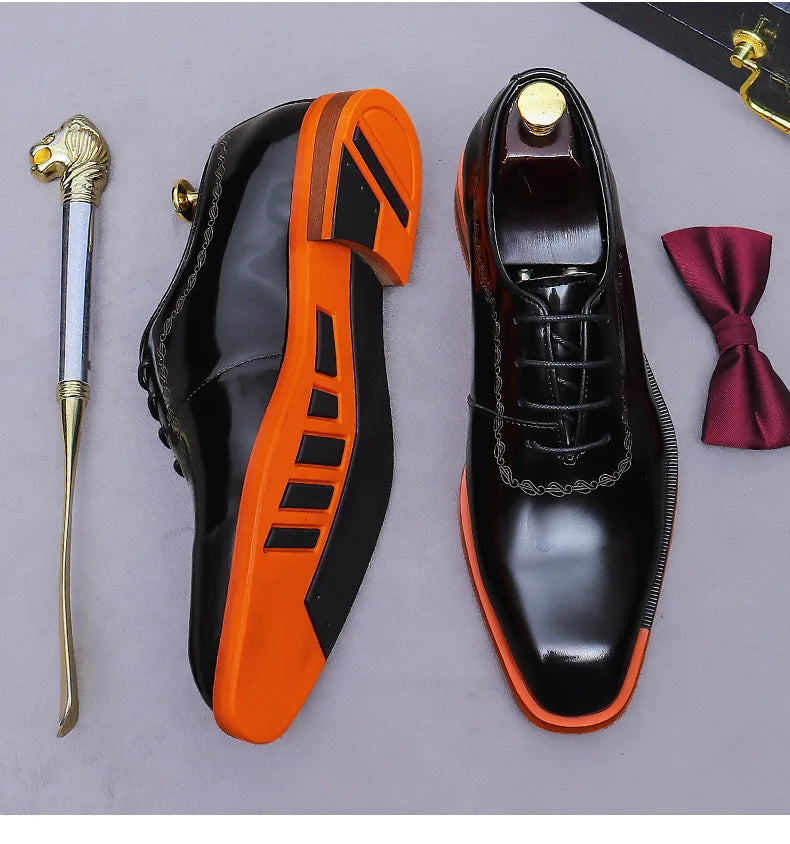 Men's Genuine Leather Low Top Dress Derby Oxfords