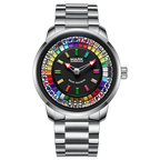 Men's Full Color Rotatable Dial Quartz Watch with Luminous Wheel