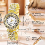 Roman Numeral Quartz Watch and Jewelry 6 Piece Set