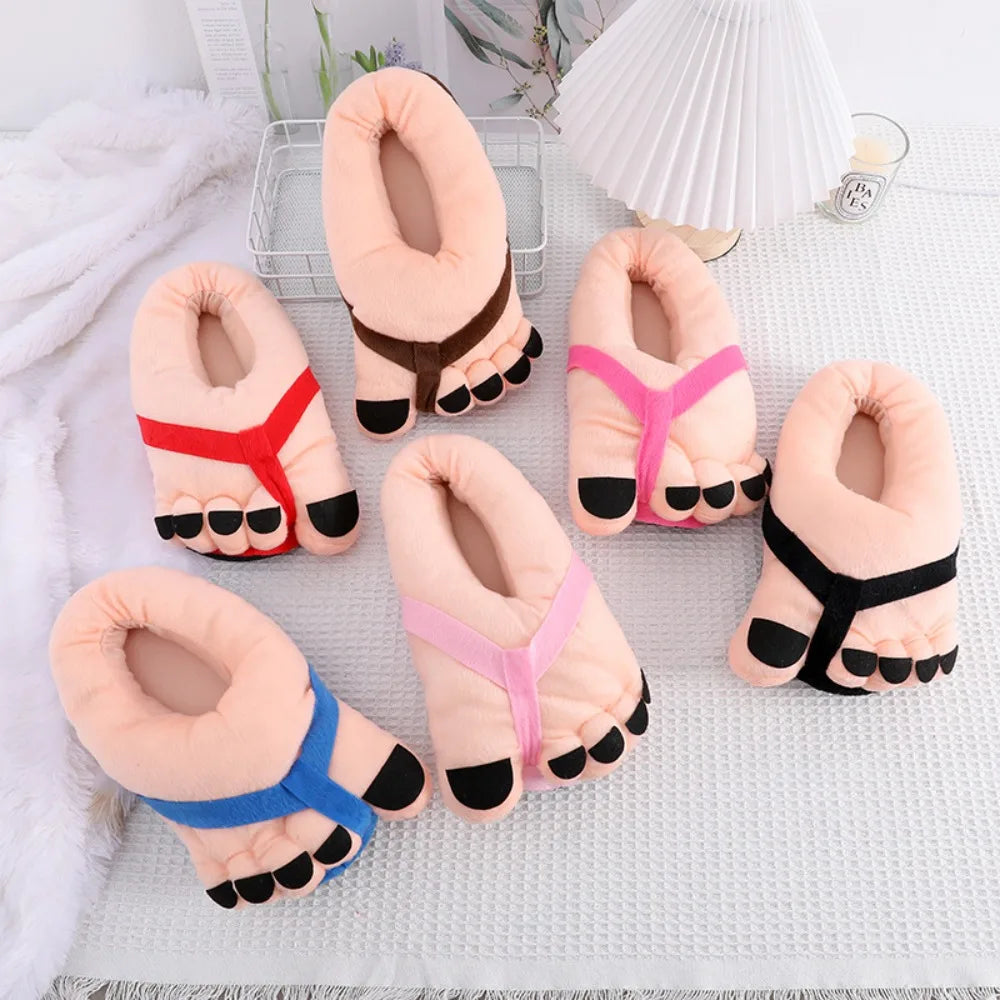 Unisex Winter Cotton Slippers Funny Cartoon Couple House Slides Warm Soft Plush Indoor Flats