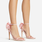 Women's Butterfly Knot Square Toe Thin Heel Sandals