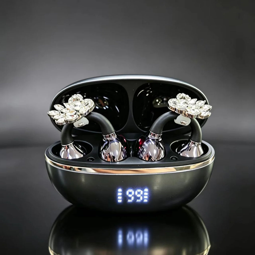 Women's Rhinestone Swan Open Ear Bluetooth 5.4 Wireless Earbuds JS685