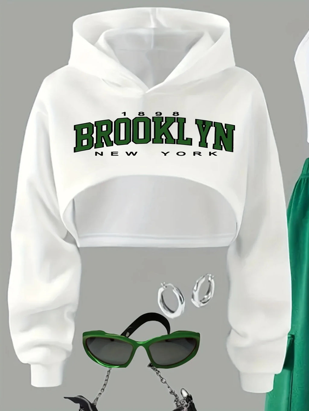 Girls' Brooklyn Print Cropped Hoodie Tank Pants Three-Piece Set