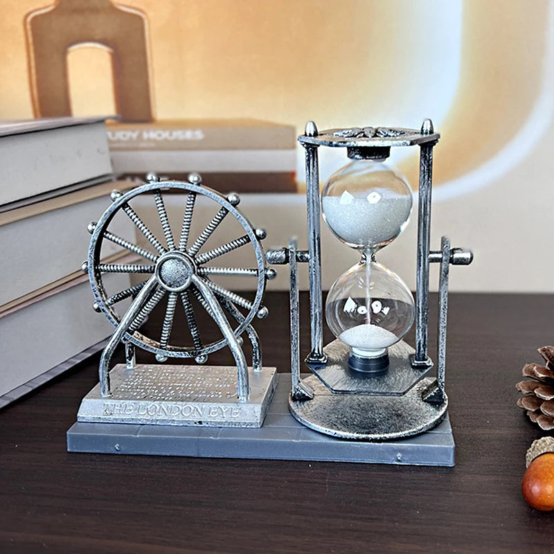 Retro Ferris Wheel Quicksand Hourglass Figurine and Desktop Tabletop Ornament