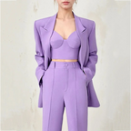 Women's Single Button Tailored Blazer and Pants Suit Set