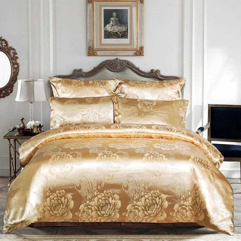 European Satin Jacquard Duvet Cover and Smooth Bedding Set
