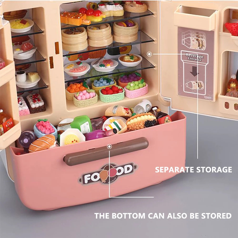 Kids' 1:12 Miniature Double Door Refrigerator Toy with Kitchen Accessories