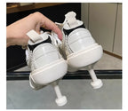 Women's Mesh Lace Up Pointed Toe Dad Sneaker High Heels