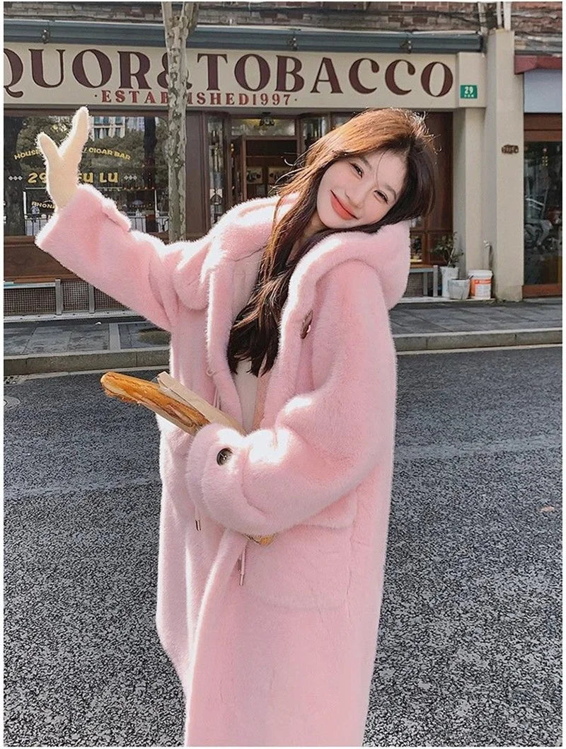 Women's Thick Warm Hooded Faux Fur Coat