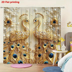 Gold Peacock Window Curtains and 3D Printed Living Room Drapes