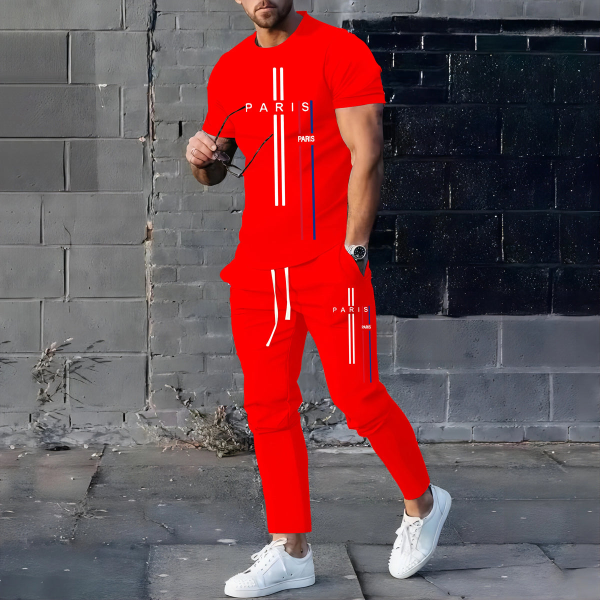 Men's Casual Summer T-Shirt and Pants Suit Set