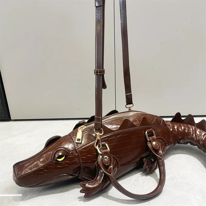 Women's Crocodile Shape Tote Shoulder Crossbody Handbag