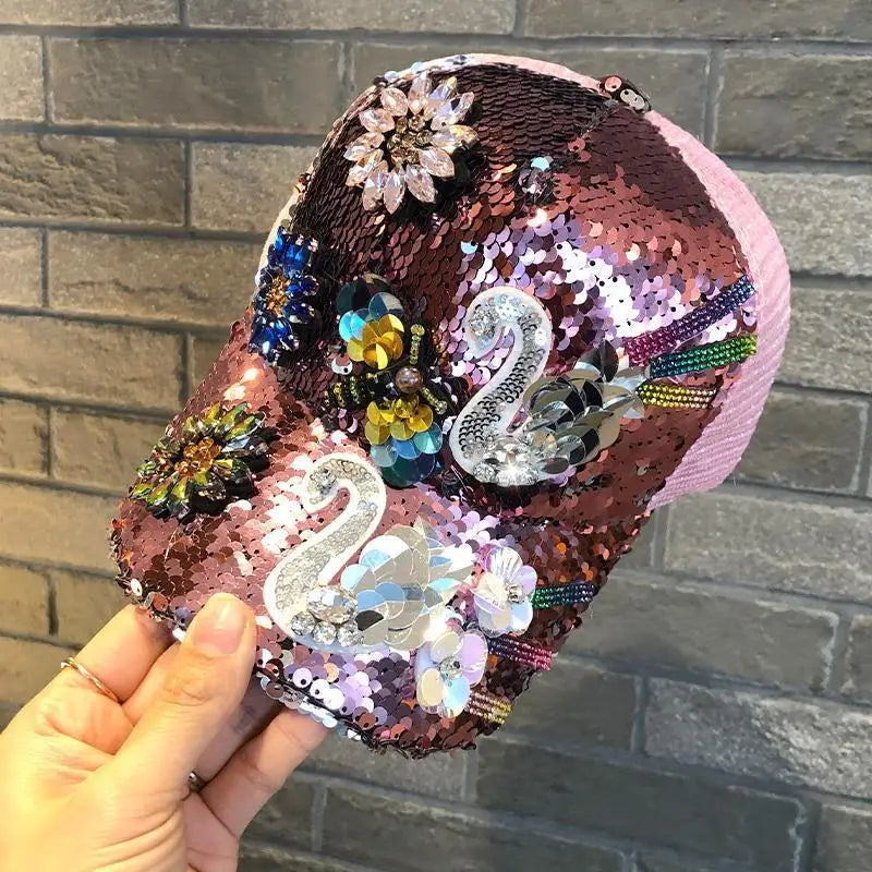 Sequin Duckbill Sun Hat Breathable Reflective Adjustable 22-23 Inch