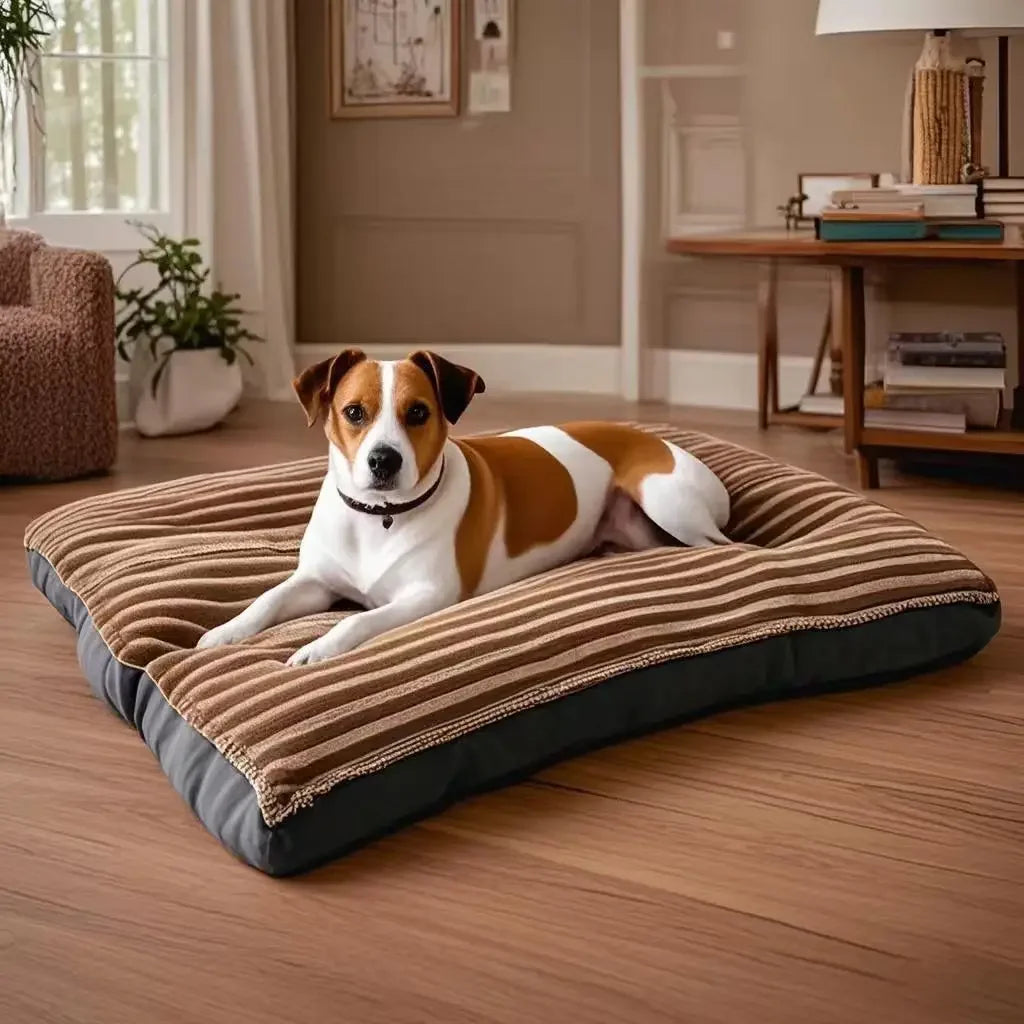 Corduroy Dog Bed Mat Oversized Washable Cushion for Medium and Large Dogs