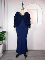 Women's African Print Batwing Sleeve Evening Maxi Dress