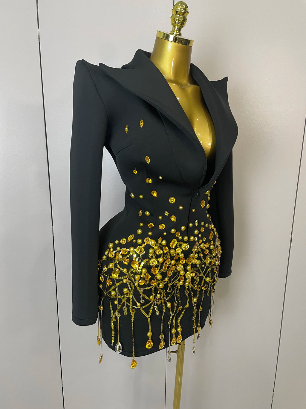 Women's Sexy Sparkly Crystal Pearls Mini Dress