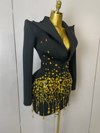 Women's Sexy Sparkly Crystal Pearls Mini Dress