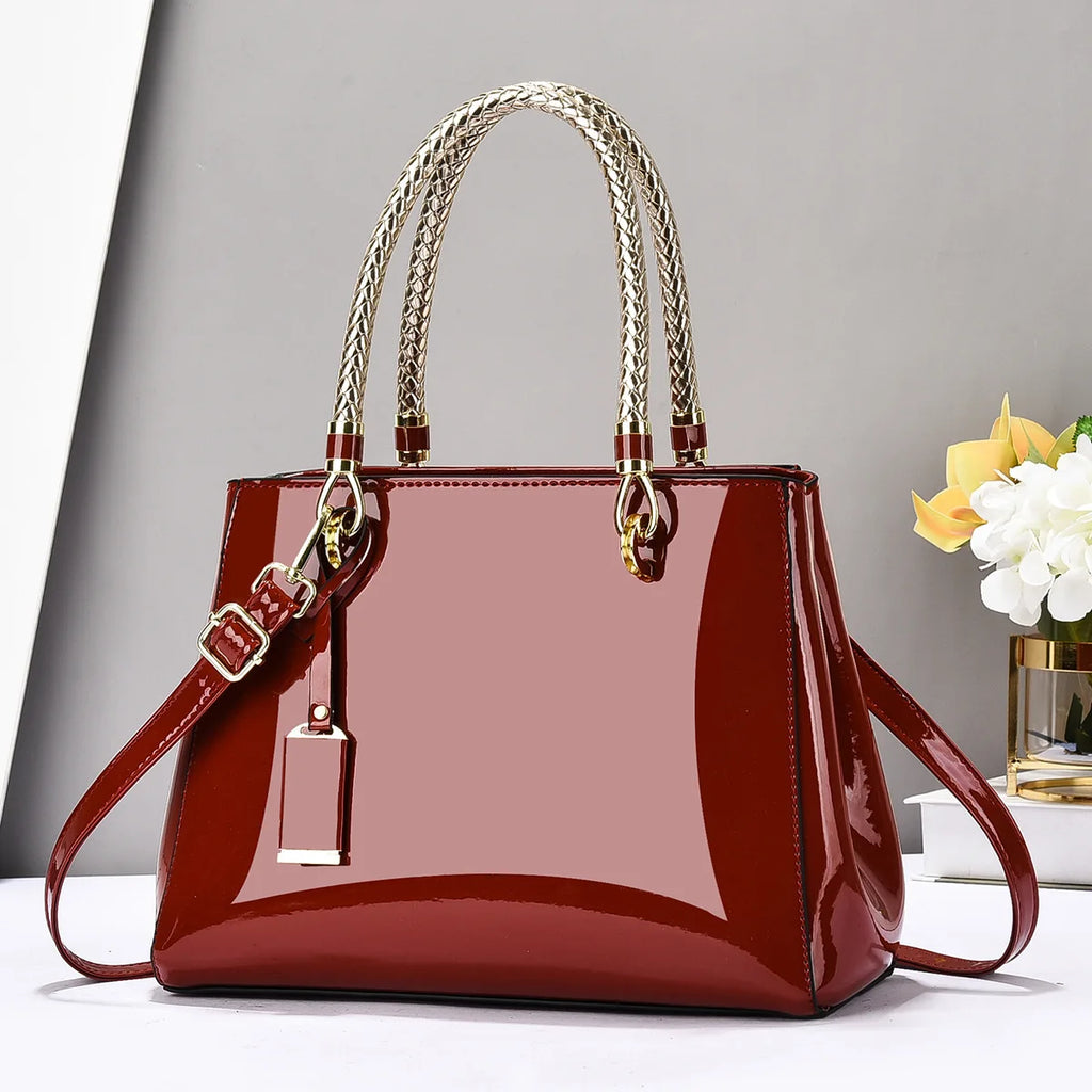 Women's Glossy Patent PU Leather Shoulder Crossbody Bag