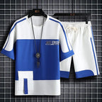 Men's Casual Printed Short Sleeve T-Shirt and Shorts Two Piece Set