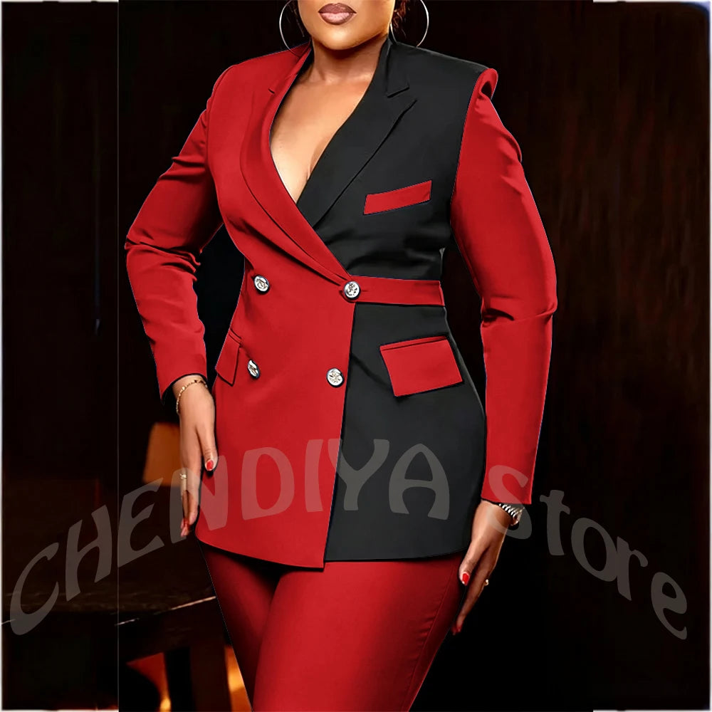Women's Classic Tailored Blazer and Trousers Suit Set