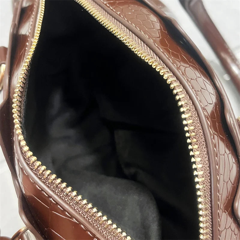 Women's Crocodile Shape Tote Shoulder Crossbody Handbag
