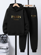 Boys' Printed Hooded Sweatshirt Pants Two-Piece Set