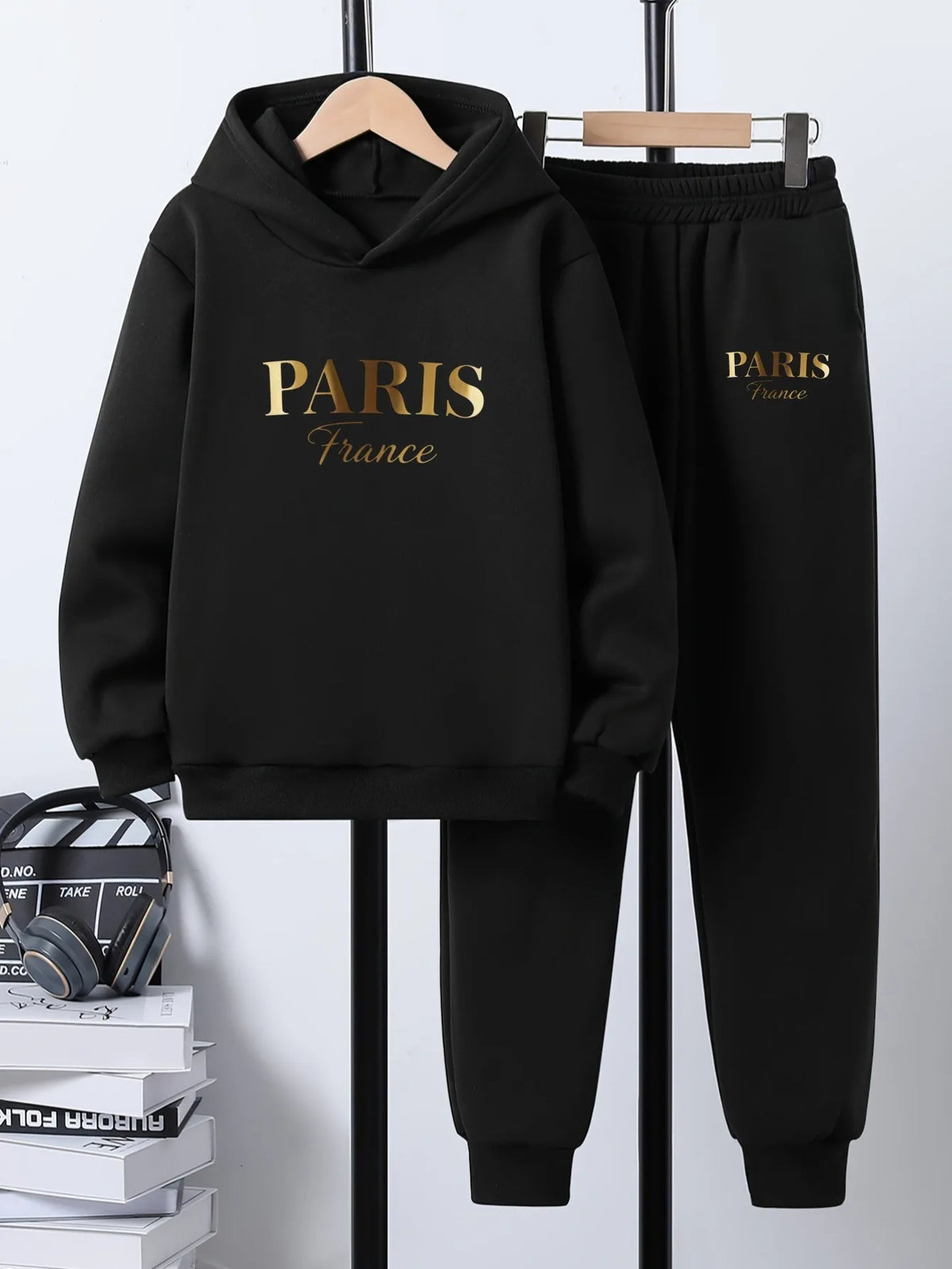 Boys' Printed Hooded Sweatshirt Pants Two-Piece Set