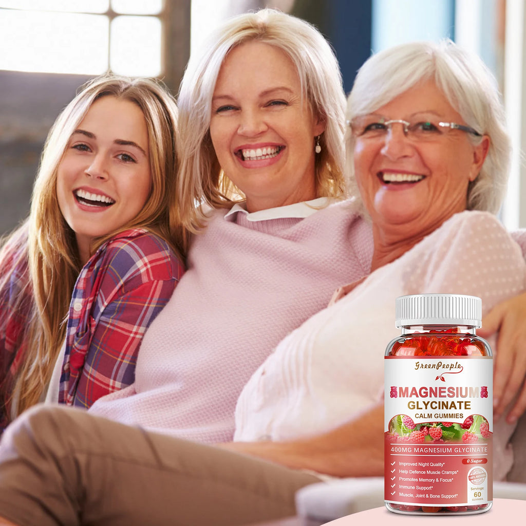 Magnesium Glycinate Gummies with Vitamin D, B6, CoQ10 Raspberry 60ct