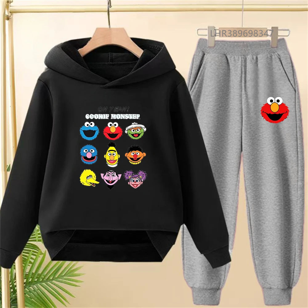 Kids' Printed Hooded Sweatshirt Pants Two-Piece Set