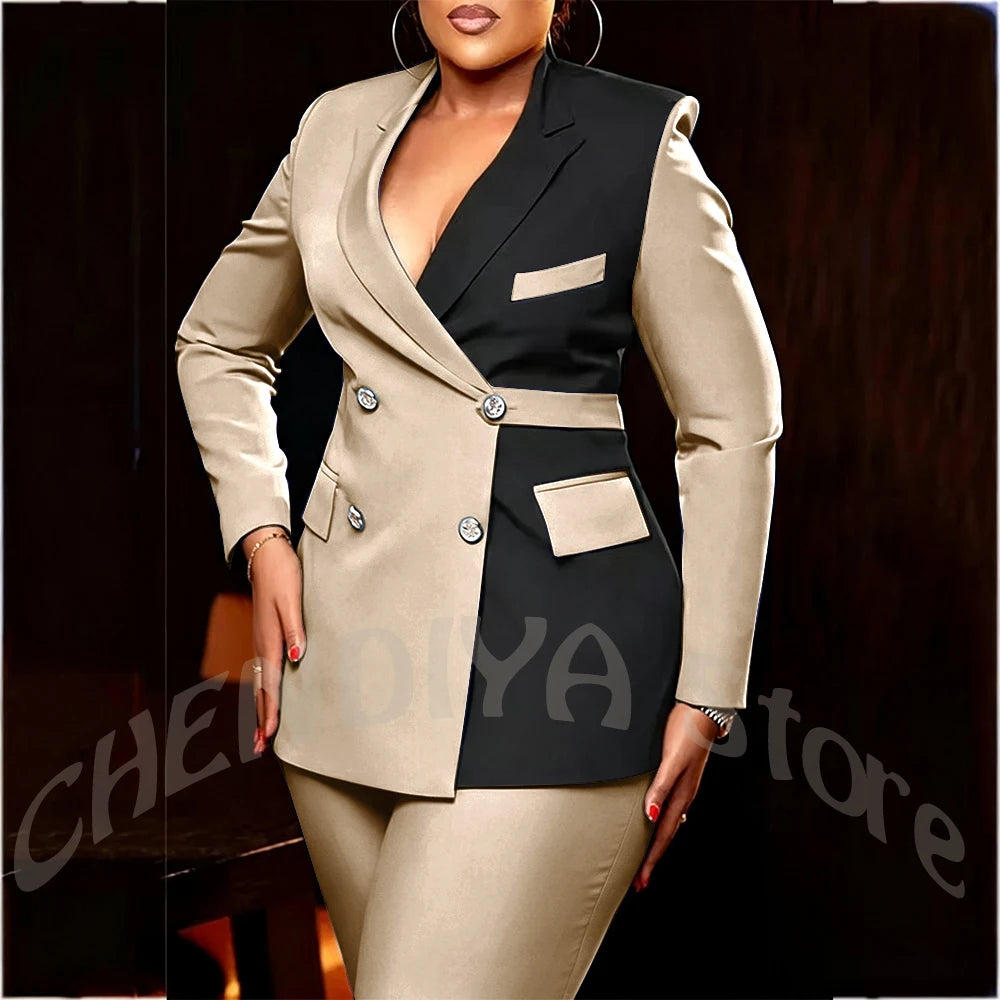 Women's Classic Tailored Blazer and Trousers Suit Set