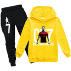 Boys' Football Print Hoodie Pants Two-Piece Set