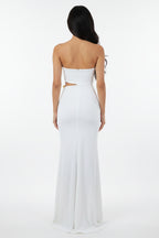 Sexy Hollow Out Backless Maxi Dress Women's Strapless Bodycon Clubwear