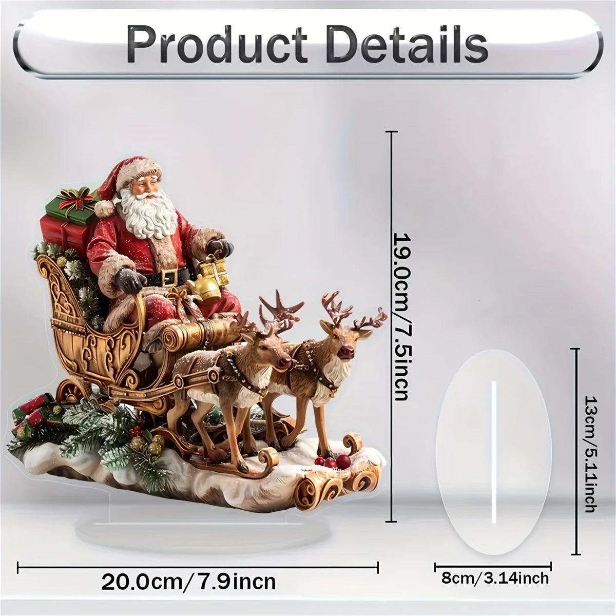 Bohemian Christmas Flat Acrylic Plaque and Desktop Tabletop Ornament