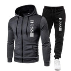 Men's Casual Zipper Hoodie and Jogger Pants Two Piece Tracksuit Set