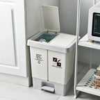 Double Compartment Pedal Trash Can with Lid and Sorting Bins