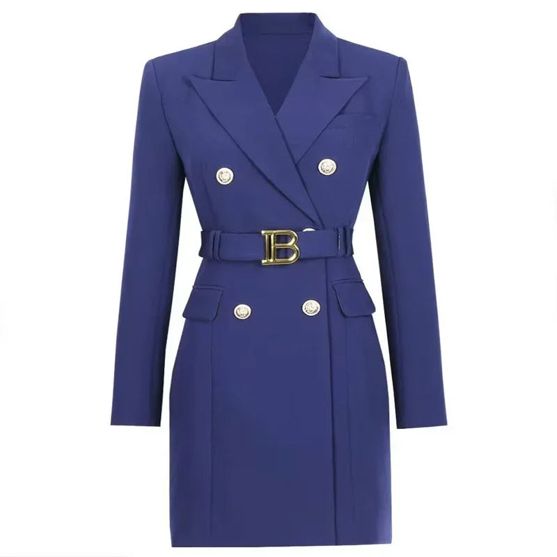 Women's Double Breasted Belted Blazer Dress