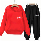Kids' Printed Hoodie Pants Two-Piece Set