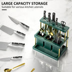 Kitchen Knife Holder and Cutlery Drainer Rack with Removable Drip Tray