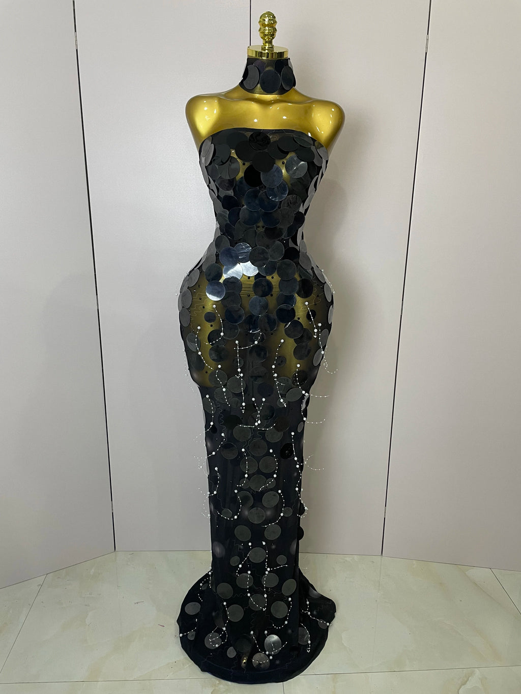 Women's Sexy Sparkly Sequin Backless Maxi Dress