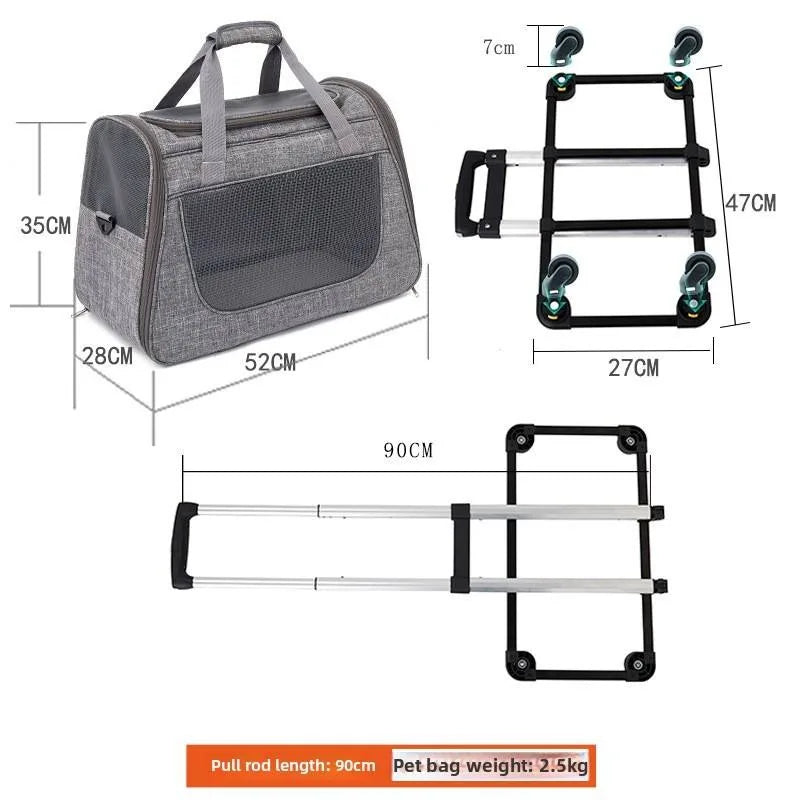Portable Breathable Detachable Universal Wheel Pet Trolley Bag QS-008-L