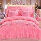 Luxury Princess Jacquard Duvet Cover and Lace Bedding Set
