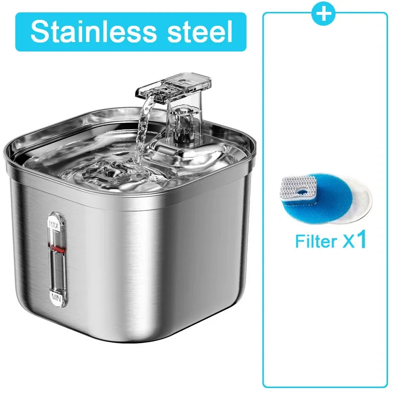 Stainless Steel Automatic Pet Water Fountain with Sensor and Filter for Cats and Dogs