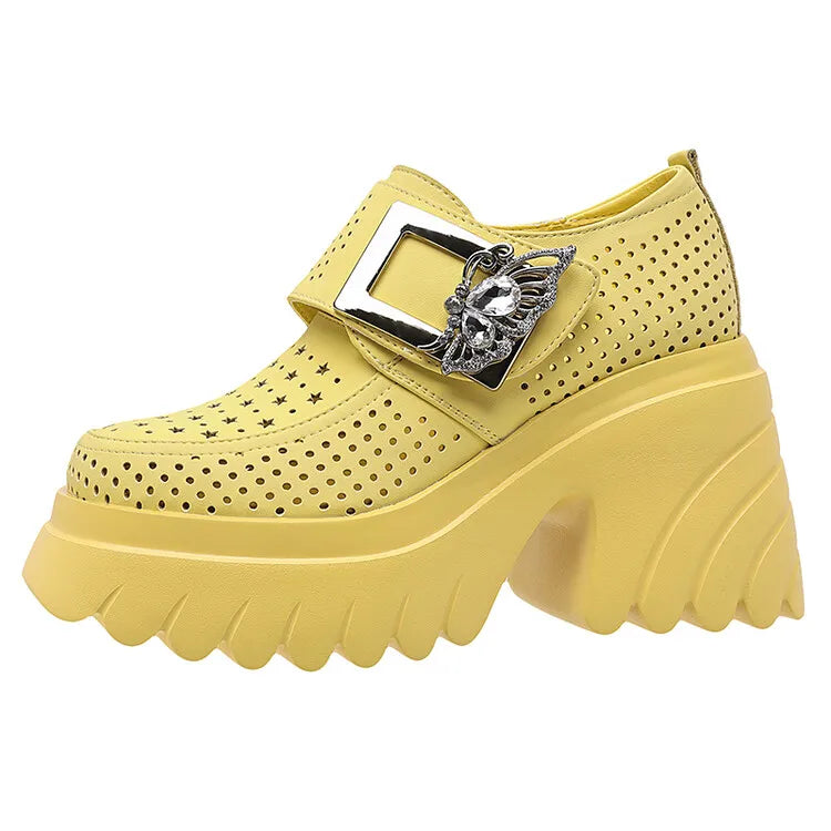 Women's White Platform Pumps Super High Heels Buckle Strap Mary Jane Shoes