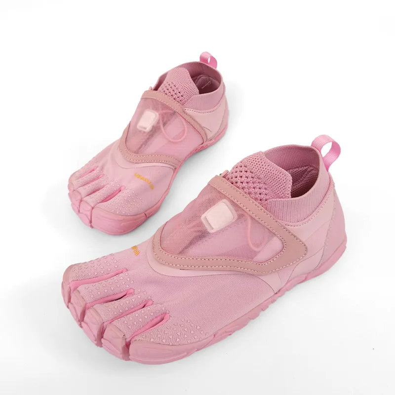 Unisex Cotton Five-Finger Athletic Shoes Hook & Loop Patchwork Sneakers