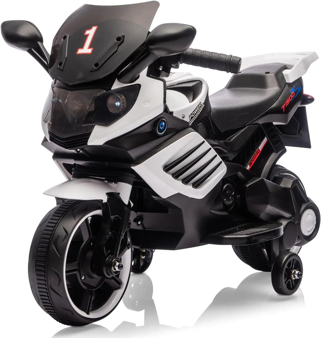 Kids' Electric Ride On Motorcycle Toy with Training Wheels and Headlight