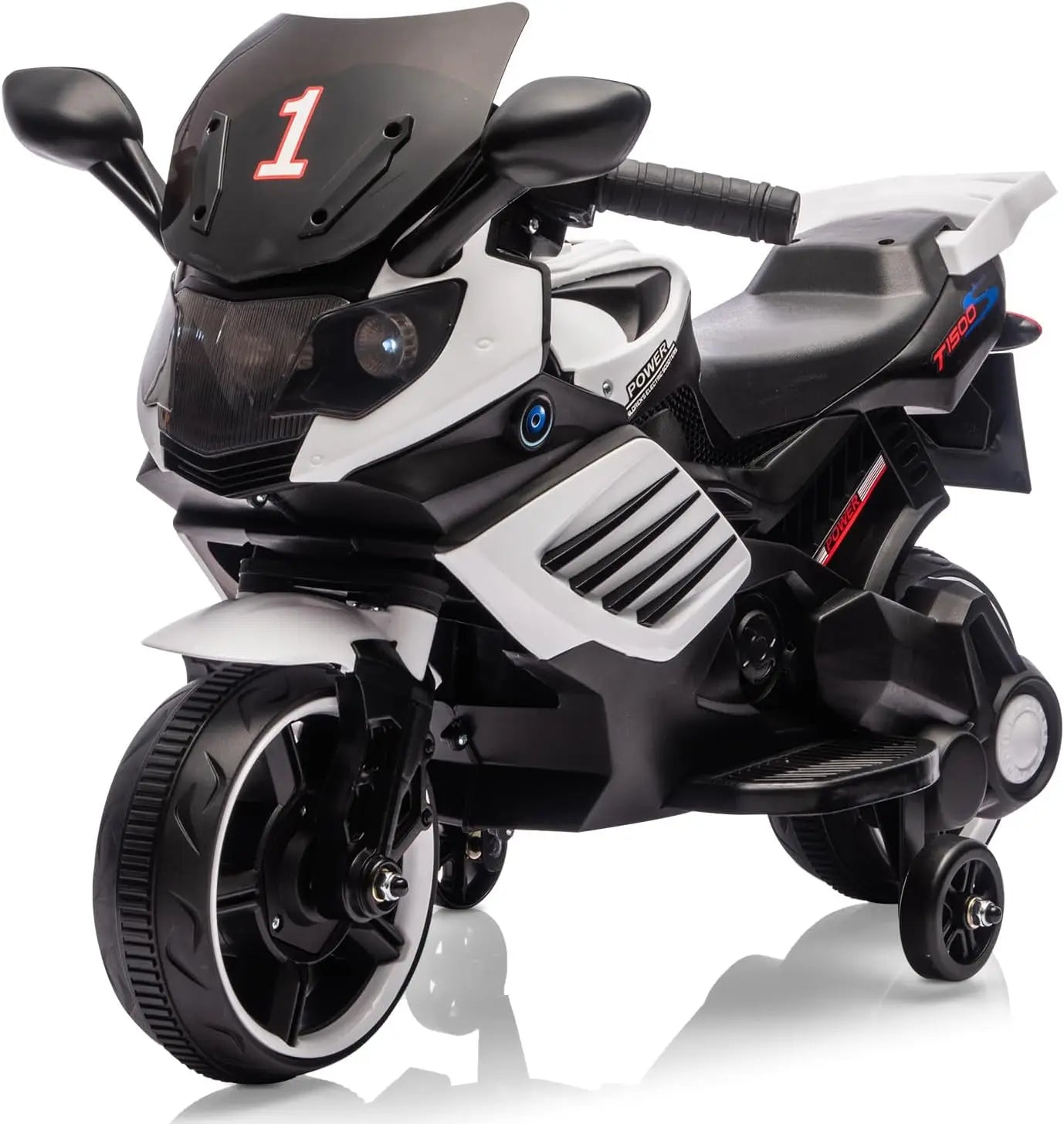 Kids' Electric Ride On Motorcycle Toy with Training Wheels and Headlight