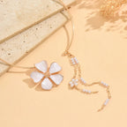 Women's Fashion Bohemian Enamel Flower Pearl Tassel Open Choker Necklace