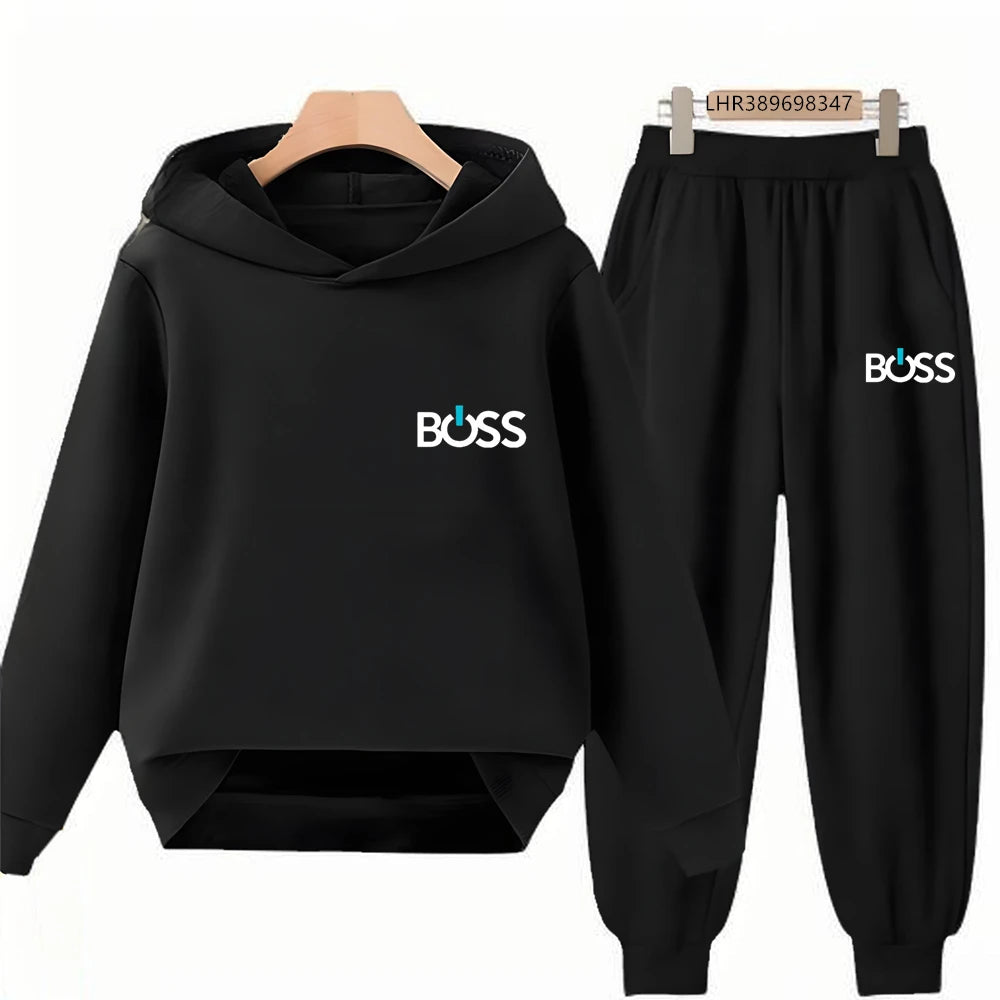 Kids' Printed Hoodie Pants Two-Piece Set