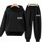 Kids' Printed Hoodie Pants Two-Piece Set